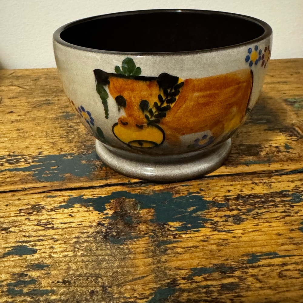 Handcrafted Ceramic Bowl with Cow Design